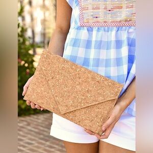Cork Envelope Clutch with Gold Chain. 12"x 8". NWOT